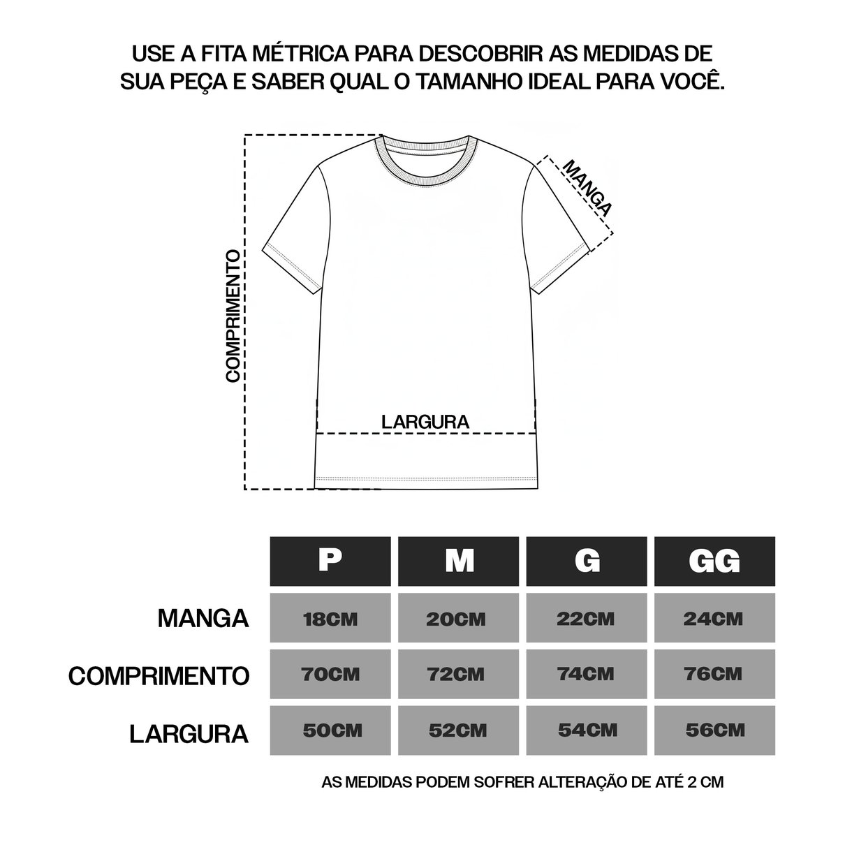 tabela camiseta dry
