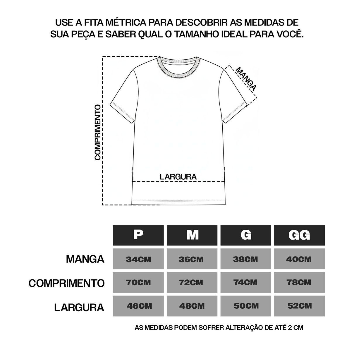 tabela camiseta uv