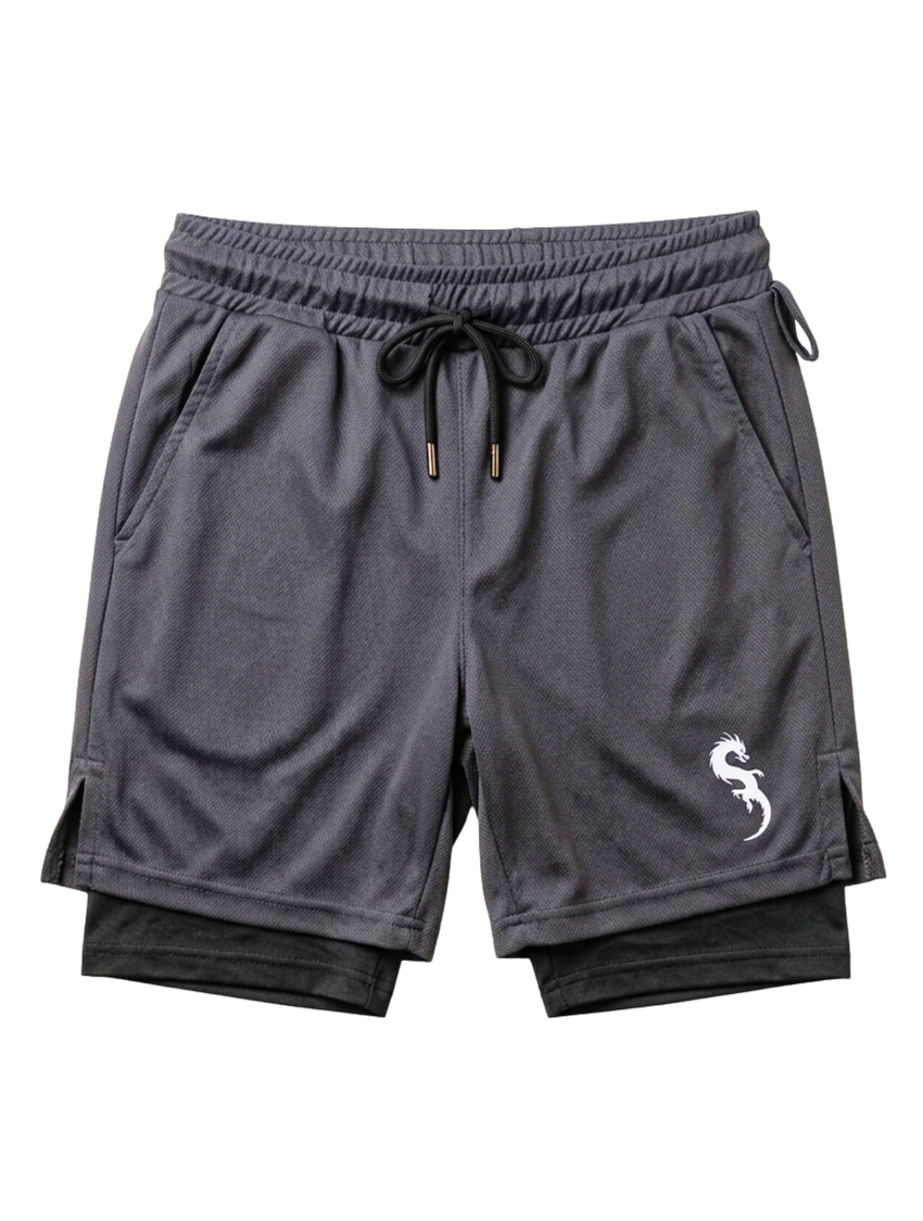Shorts 2 Em 1 Masculino De Compressão Cinza
