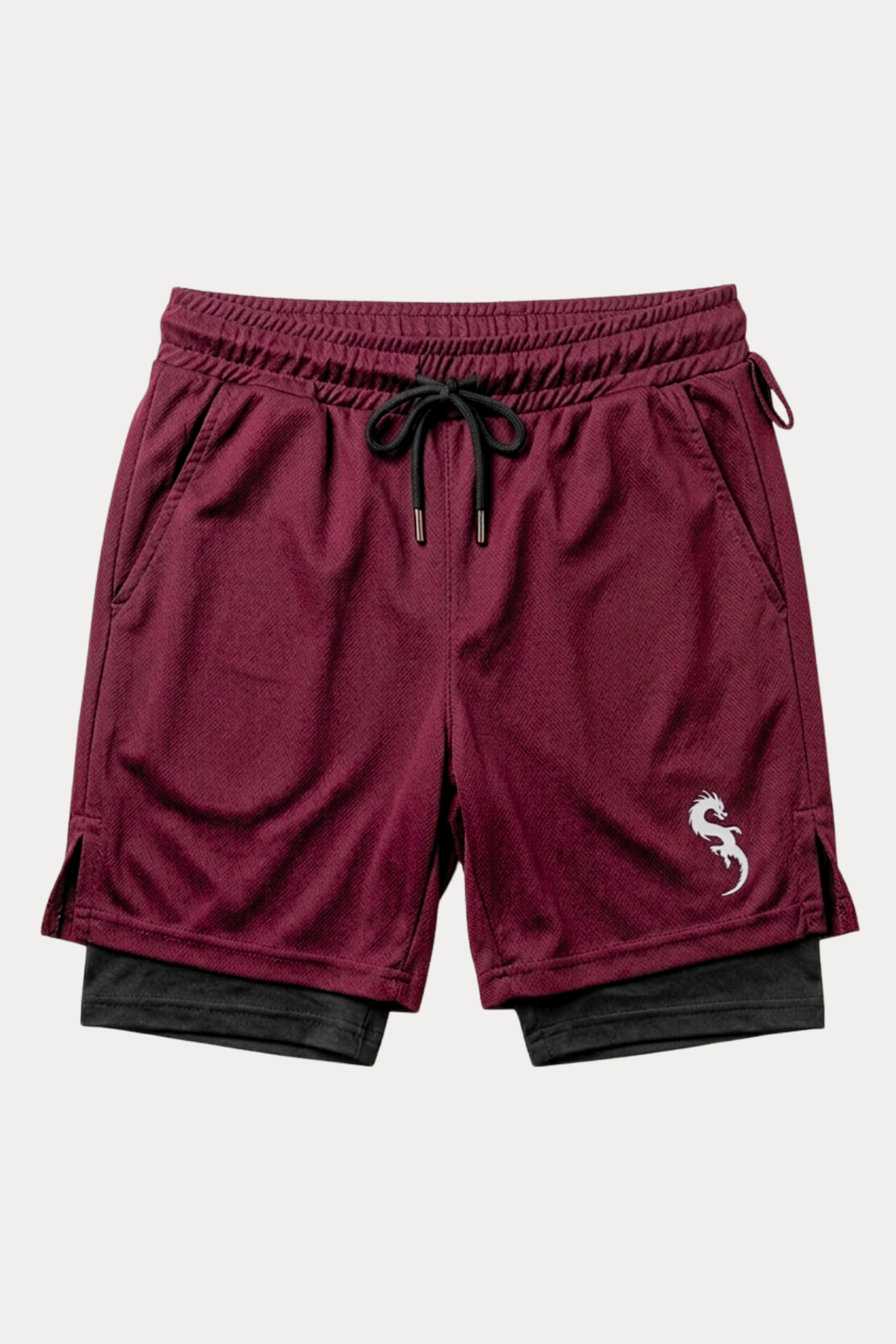 Shorts 2 Em 1 Masculino De Compressão Bordô